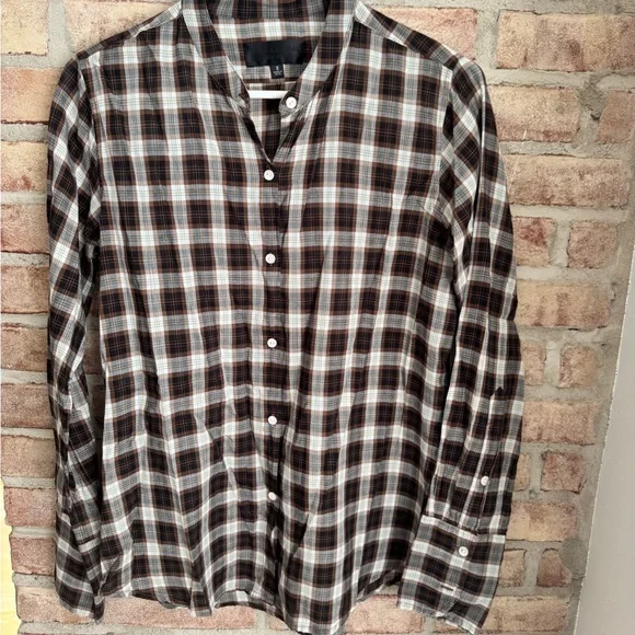Nili Lotan Plaid Long Sleeve Button-up Top - Picture 4 of 7